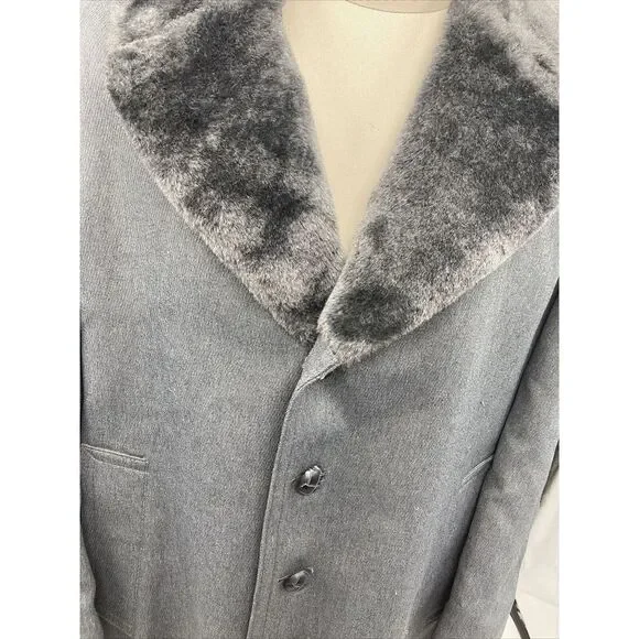 VTG London Fog Over Top Coat Sherpa Lined‎ Wool Gray Mens 40 Short - Picture 2 of 12
